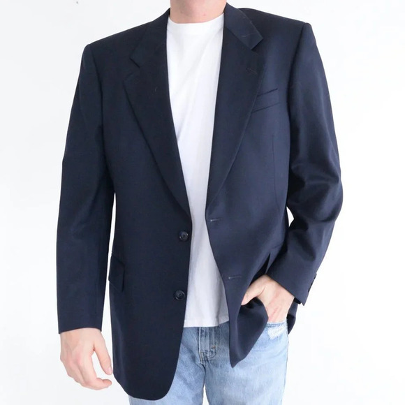 Vintage Austin Reed Navy 100% Wool 2 Button Blazer Sports Coat - Picture 16 of 16